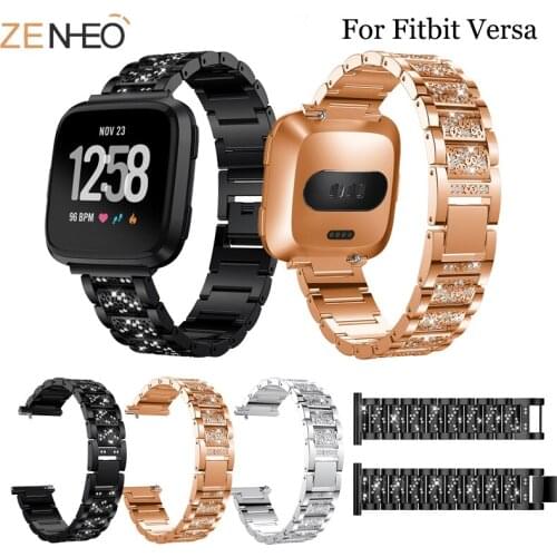 Metal Luxury women Wrist Band For Fitbit Versa Alloy With rhinestones Replacement Watch Strap For Fitbit Versa 2/Lite
