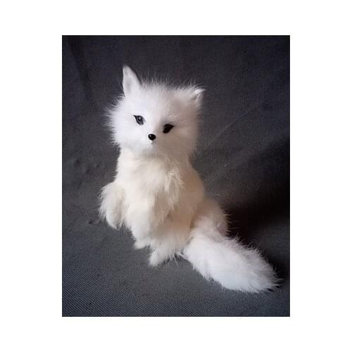 Simulation cute white fox 16x13x13cm toy model polyethylene&furs fox model home decoration props ,model gift d242