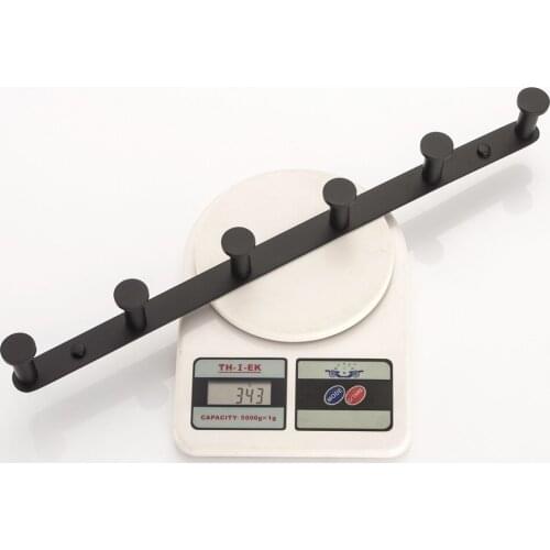 Leyden Stainless Steel Wall Mounted Coat Hook,6 Hooks Black Finish Heavy Duty Towel Holder Round Bathroom Accessory