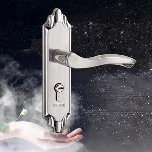 Stainless Steel Interior Mute Door Lock Household Safety Anti-theft Door Lock Hotel Bathroom Gate Lever Lock Hardware Supplies