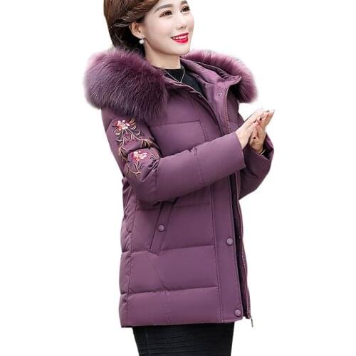 2021 New Womens Winter Jacket Parkas Fur Collar Hooded Female Jacket Cotton-padded Long Coat Outerwear Parka Large Size 5XL