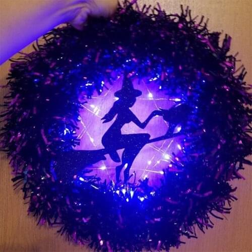 New Halloween decorations wreaths light witch room hallway haunted house wreath pendant Halloween party pendant