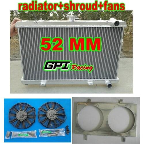 52MM NEW aluminum radiator for Nissan S13 CA18DET CA18 + shroud + FAN