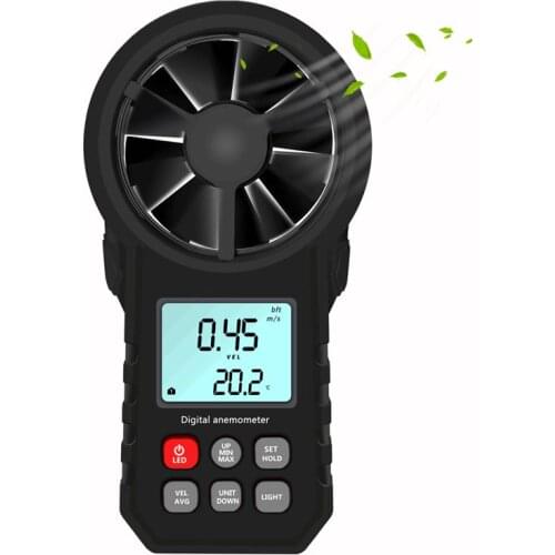 Portable Digital Anemometer LCD Electronic Air Volume Wind Velocity Speed Temperature Value Meter Wind Cold Indicator Data Hold