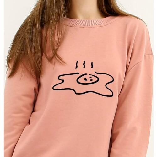 Cute Funny Eggs Graphic Sweatshirt Girls Cotton Oversized Harajuku Hoodie Unisex Clothing Vintage Simple Long Sleeve Streetwear
