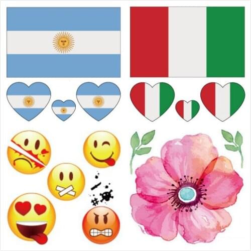 Wholesale 1000pcs Expression Look Tattoo National Flag Flower Personality Body Tattoo CC Party Club Temporary Tattoo Tatuajes