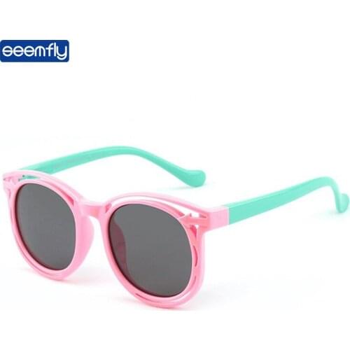 Seemfly Comfort Children Silicone Sunglasses Baby Fashion UV Protection Sunshades Stitching Color Sun Glasses For Boys And Girls