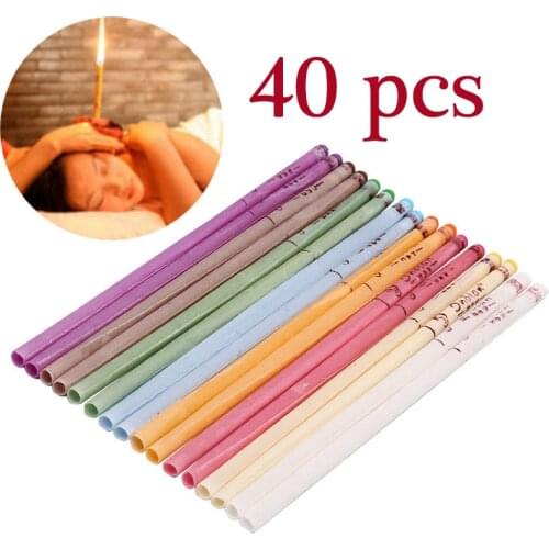 40 Pcs Coning Beewax Natural Ear Candle Ear Candling Therapy Straight Style Ear Care Thermo-Auricular Therapy Health Care Tool