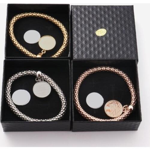 K3ND Diy Jewelry Making Sublimation Blank Round Shape Bracelets Pendants Gifts for DIY ID Name Tags