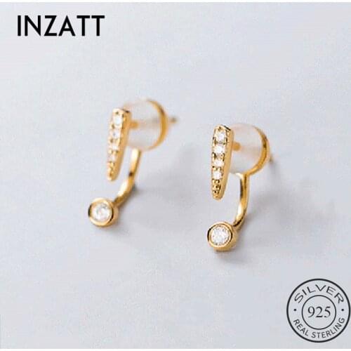 INZATT Real 925 Sterling Silver Zircon Stud Earrings For Woman Party Plant Fine Jewelry Bohemian Accessories Minimalist Gift