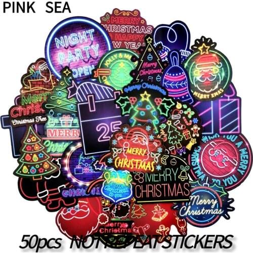 10/30/50Pcs/set Cartoon Christmas Gift Neon Christmas Stickers For DIY TOY Guitar Scrapbook Skateboard Snowboard Laptop Luggage