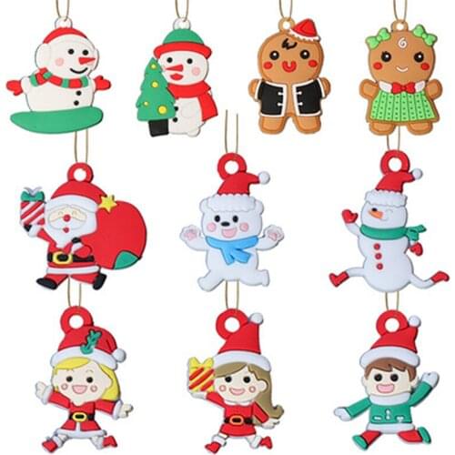 10pcs Gingerbread Man Christmas Tree Ornaments Xmas Soft PVC Men Living Room Decorating Tools Festival Home Decoration