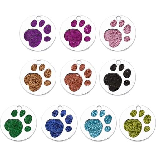 10pcs pet paws Dog tag Bling Enamel Cat Dog/Bear Paw Prints hang pendant HC485 fit Rotating Key Chain Key rings bag Pet collar