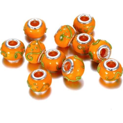 10Pcs Yellow Color Lampwork Glass Beads Charms for Jewelry Making Women Bracelet Bangle Necklace Earrings Hair Beads DIY Jewelry