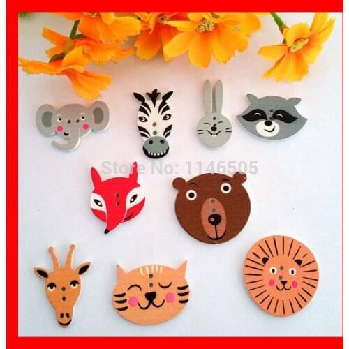 100pcs Mixed 2 Holes pattern cartoons Wooden Sewing Buttons for crafts and scrapbooking botoes para artesanato