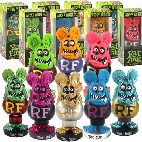 18cm RAT FINK Bobblehead Doll Crazy Mouse Action Figure Ratfink Model Toys for Car Decoration Children Gifts