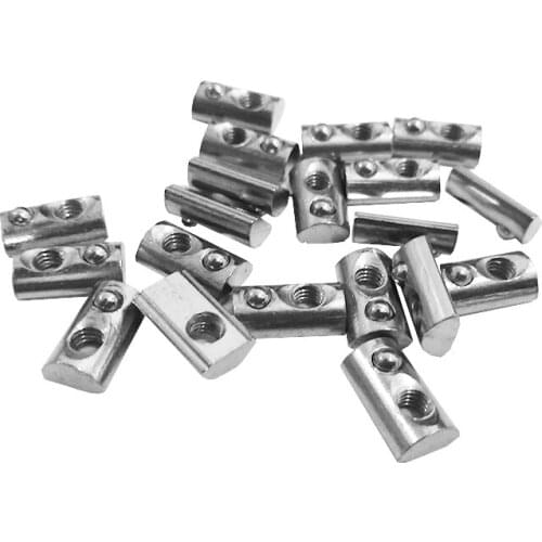 20PCS/lot Nickel plating 20 series Roll-in T Spring Nuts M3 M4 M5 M6 For 2020 Aluminum Profiles