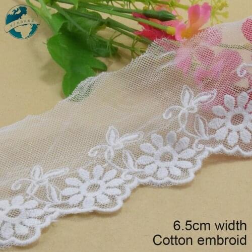 3yard 6.5cm wide cotton embroidery lace edges french ribbon lace fabric guipure diy trims mini dress lace sewing Accessories2953