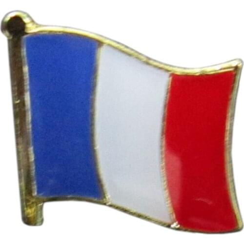 350pcs/lot)-Free shipping-France flag lapel pins(country flag badges) plated in brass+paints+epoxy+butterfly back button
