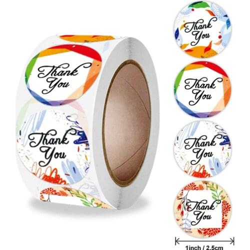 50-500pcs Thank You Stickers Seal Labels Flower Stickers For Hand Made Gift Or Wedding Decor Labels Stationery Stickers