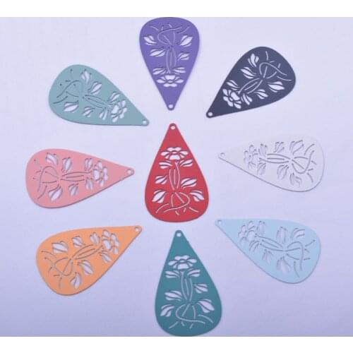 50pcs AB6671 20*35mm Painted Brass Water drop Flower Charm DIY Jewelry Earring Findings