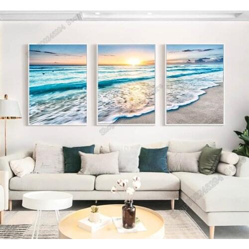 5D diamond painting Sunrise blue sea beach seascape full Square Round drill diamond embroidery Cross Stitch diamond mosaic F3631