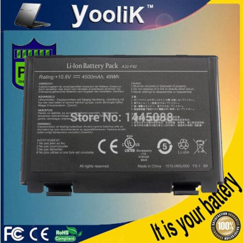 4500mAh Laptop battery For Asus K40 K40E F82 F83S K40 K40E K6C11 F52 K50 K51 K60 K61 K70 X65 X70 A32-F82 A32-F52 L0690L6 L0A2016