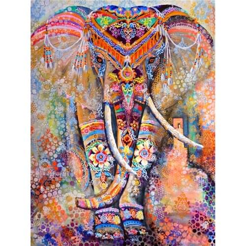 Diamant Painting Kits 5D DIY Diamond Painting Full Round With AB Drill Color Elephant Embroidery Gift Home Decor Gift Resin