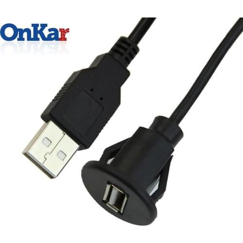 ONKAR Car Accessories USB 2.0 Male to Female Car Flush Mount Extension Cable Car Van Dashboard Flush Mount Dual USB Socket