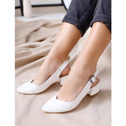 Valentina Heels White Skin Shoes