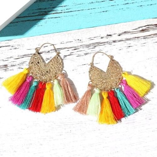 Bohemian Multicolor Tassel Earrings for Women Beach Vacation Earrings Fashion Accessories Jewelry 2021 Long Gold Dangle Earring