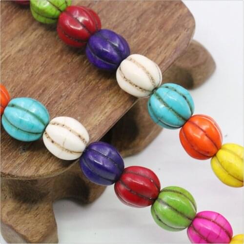 10 12 14mm Multicolor Pumpkin Turkey Turquoises Loose Beads Hand Made For DIY Necklace Bracelet Jewelry Making Design Women Girl
