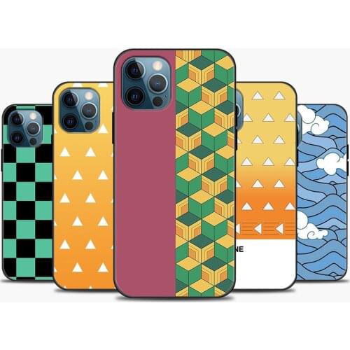 Case for iPhone 12 11 Pro Max XR X 8 7 Plus Caso Cover for iPhone XS Max SE 2020 Shell Demon Slayer Tomioka Giyuu haori pattern