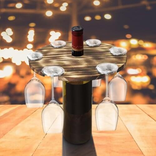 Wooden Wine Bottle And Glass Holder Wood Wine Rack Outdoor Holiday Wine Holder Glasses Hook Stand Organizer Tray Wooden Wine