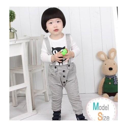 Cat Children Clothes Suit Kids Tee Shirts Overalls Jumpsuit romper pants set for boys clothing set 100% cotton