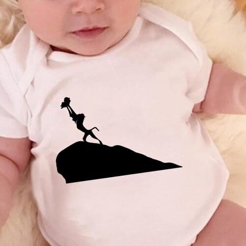 Disney Fashion Cute Lion King Simba Cartoon Print Casual Toddler Jumpsuit O-Neck Harajuku Short Sleeve Baby Girl Boy Onesie