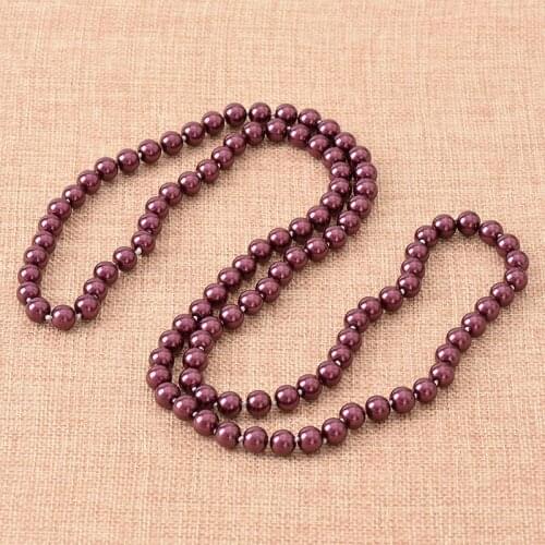8mm Long Pearls Necklace Brilliant Deep Purple 36inch Round Beads For Diy Imitation Long Pearls Necklace Jewelry H864
