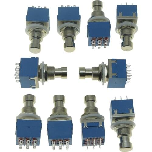 Dopro 10pcs Box Stomp 9 Pins 3PDT Guitar Effects Pedal Push Button Switch Pedal Foot Switch True Bypass Blue/Black
