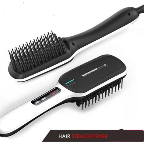 Electric Ionic Simply Hair Straighter Brush Travel Hairstyle Fast Heating Salon Styling Flat Straightener Iron Hairbrush Comb