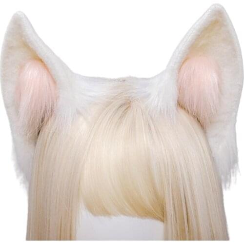F3MF Furry Foxes Ears Cat Girls Cosplay Head Accessories Kawaii Kitten Ear Headwear Long Fur Animal Role Play Headpiece