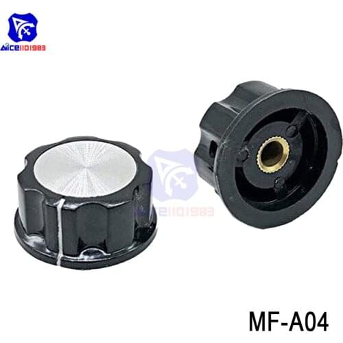 Diymore 5PCS/Lot MF-A04 Black Metal 6mm Knurled Shaft Insert Dia. Potentiometer Control Knobs Switch Cap 33mm Dia. x 16mm Height