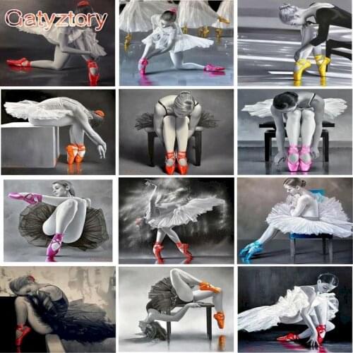 GATYZTORY 60x75cm Paint By Numbers For Adult Ballet Dancers DIY Oil Painting By Numbers On Canvas Figure Frame Number Painting