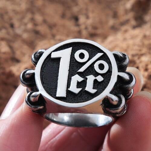 Vintage Stainless Steel Dragon Claw Ring Men Punk Hip Hop Lucky Number 1% Biker Ring Jewelry Gift Wholesale Size 7-13