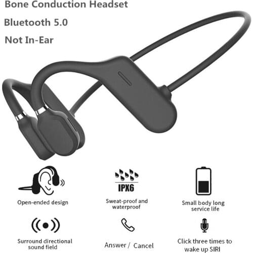 Bone Conduction Headphones Bluetooth Wireless Waterproof Comfortable Wear Open Ear Hook Light Weight Not In-ear Sports Earphones