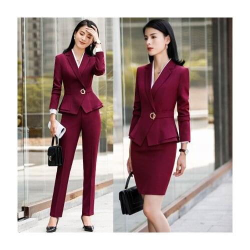 Fashion Formal Pant Suits for Women Office Work 2 Piece Pants Blazer Set Business Trousers Jacket Suit Female Autumn Winter