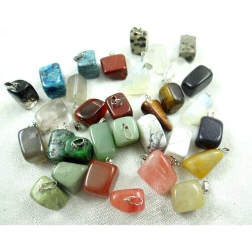 2020 Hot Selling Natural stone Irregular shape Turquoises Quartz crystal tiger eye pendants for diy Jewelry making necklace 24pc