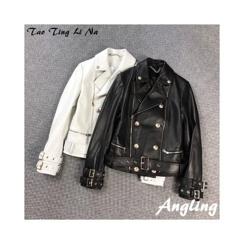 Top brand Spring 2020 Women Genuine Real Sheep Leather Jacket E49 high quality