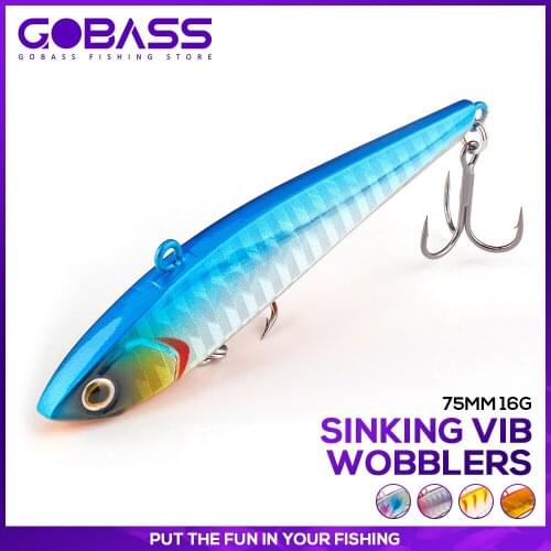 GOBASS Metal Vibration VIB Wobblers For Fishing Lure Lipless Crankbait 75mm 16g Free Shipping Artificial Baits For Sharp Hooks