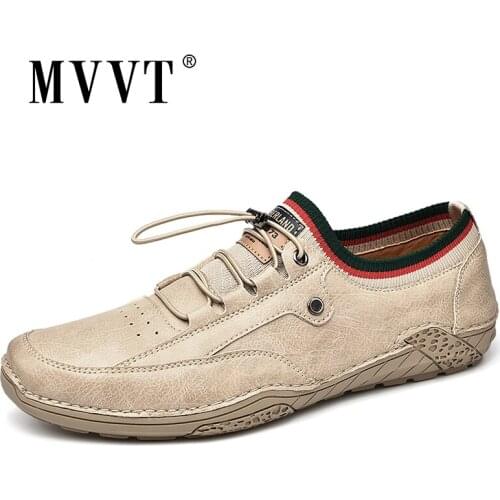 New 2021 Leather Shoes Men Loafers Soft Sole Casual Leather Shoes Comfort Driving Shoes Men Flats Walking Lace-Up Man Footwear