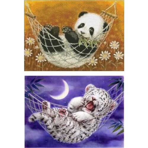 Cute panda and cradle tiger Counted Cross Stitch 11CT 14CT 18CT 28CT DIY Cross Stitch Kit Embroidery Needlework Sets home decor